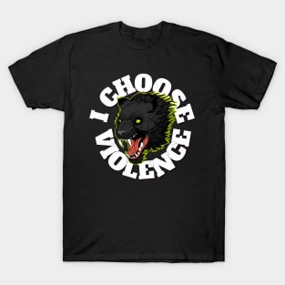 I Choose Violence Demonic Cat Funny T-Shirt